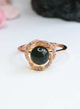 本命年 S925银镶天然琥珀戒指净水蓝珀珠宝HP2092610礼物