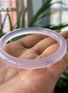 本命年冰种紫罗兰8m玉髓圆条手镯薰衣草玛瑙冰飘紫玉石镯子百搭饰