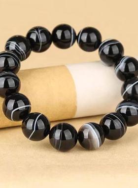 本命年玛瑙缠丝手链男士黑白纹药师梦幻手串天眼珠缠丝手链礼物