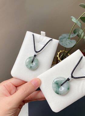 本命年缅甸翡翠玉冰糯种飘花转运平安扣吊坠挂件男女款毛衣链礼物