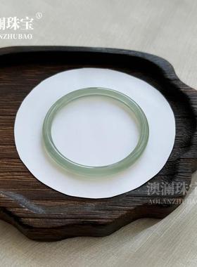 本命年油青色玉石手镯女士文艺复古远山黛玉髓手镯楠有青禾4mm叮