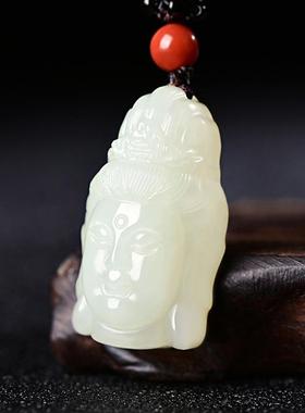 本命年新疆和田玉吊坠观音头像玉佩男士玉石保平安转运玉坠挂件项