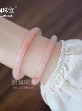 本命年A精品丝玉手镯粉色桃花酿手镯粉色圆条桃花酿圆条7-8玉手镯