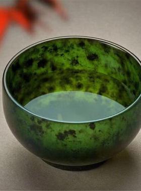 本命年药王石墨玉茶杯祁连玉橄榄绿墨绿玉陨石带磁性茶具酒杯礼物