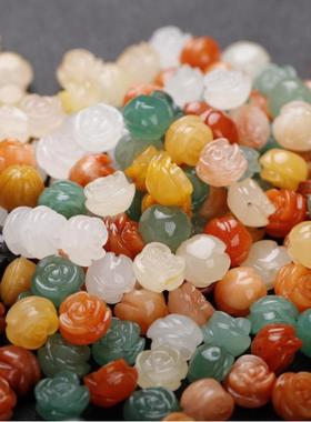 本命年新疆戈壁玉玫瑰花散珠东陵玉花朵丝玉手链项链配饰礼物