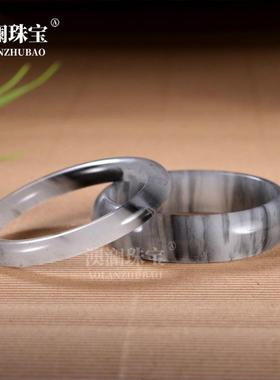 本命年新疆丝玉青花手镯戈壁水墨丹青花玉镯玉石镯子礼物