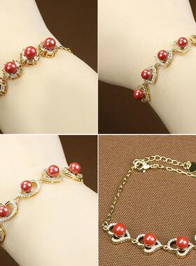 本命年高含量帝王砂手链女镶嵌红色朱砂爱心手饰高级感百搭手链礼