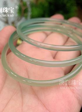 本命年油青远山黛玛瑙玉石手镯文艺复古玉手饰只此青绿玉髓4mm叮
