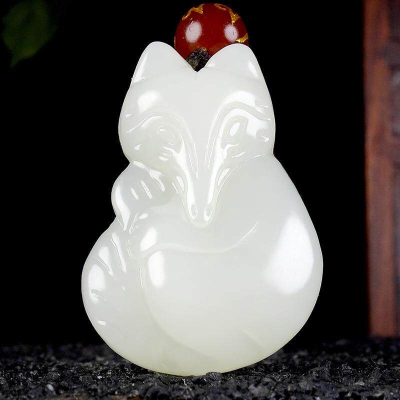 本命年新疆和田玉狐狸玉坠男女款精雕白玉小狐狸聪明伶俐玉挂件礼