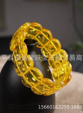 本命年琥珀蜜蜡花珀多宝手串排男女款手链时尚复古手镯礼物