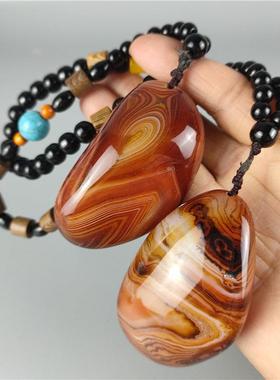 本命年缠丝玛瑙原石摆件蚕丝玛瑙手把件送绳子矿石教把玩件观赏礼