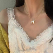 H字母锁骨项链女饰品潮小众设计感配饰时尚 网红锁骨链首饰 个性