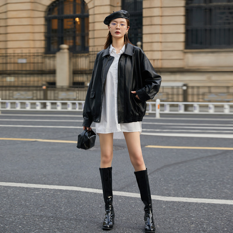 皮衣外套女款2025新款春秋机车短款宽松帅气pu皮夹克短外套小个子