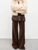 复古时尚 潮 长裤 「可拆两穿」雪尼尔绒感美拉德裙裤 百褶格纹修身