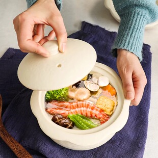 日本信乐烧手作花朵土锅高颜值耐热明火陶土砂锅信乐烧煲仔饭砂锅