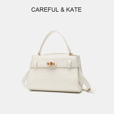 CAREFUL&KATE手提凯莉包鳄鱼纹手提高级时尚百搭单肩斜跨女包