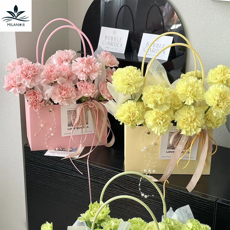 母亲节马卡龙长方形手提花盒花篮