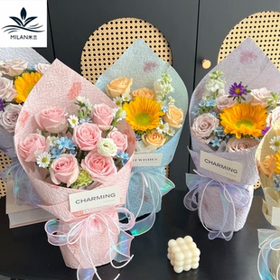 米兰 手撕花瓣东巴纸鲜花包装纸 防水风华纸复古纹理花艺diy材料