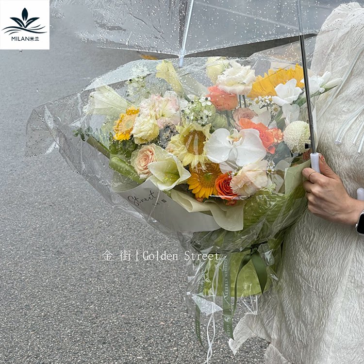 鲜花花束运输防尘套袋透明opp膜玻璃纸袋防水包装袋花店工具用品