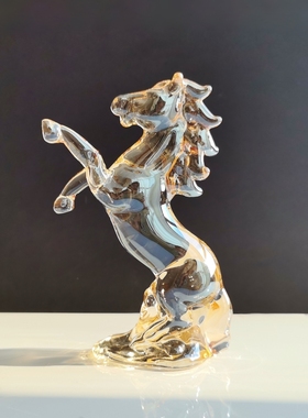 水晶马到成功工艺品摆件生肖马办公室书房案台装饰品公司开业礼物