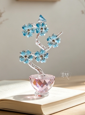 K9水晶花朵摆件办公室桌面家居桌面装饰品轻奢乔迁送礼小摆设