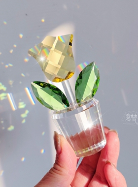 水晶郁金香摆件家居装饰梳妆台办公桌花朵装饰送女友老婆生日礼物