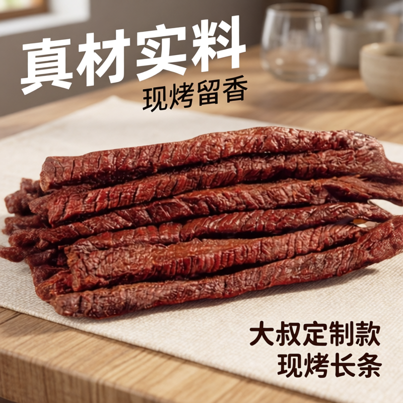 大叔定制款 内蒙古夯牛情现烤长条无添加牛肉干500克只做真材实料