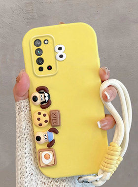 适用于华为荣耀x10手机壳卡通tel一an00a可爱立体小狗叉10x升降镜头创意新款全包防摔手绳保护套黄色软壳女5g