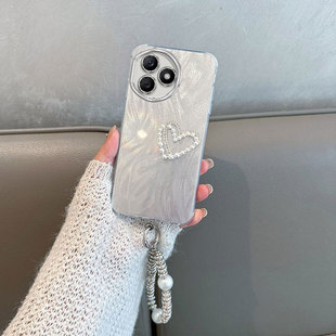 适用于华为荣耀x50i+手机壳play8tpro新款女lly一an00全包镜头膜x5oi十防摔保护套n高级感简约时尚挂绳手链