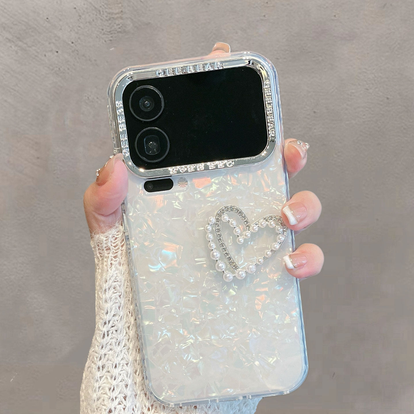适用于小米17pro手机壳17promax半透明贝壳纹简约25098PN5AC新款女xiaomi十七por创意珍珠爱心防摔手链保护套