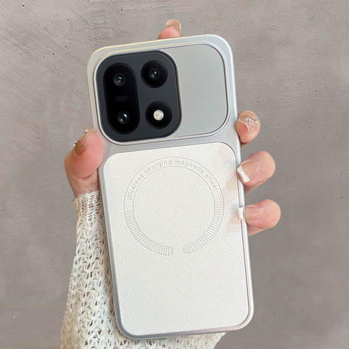 适用于oppo一加15手机壳新款plk110磁吸充电1+15硬壳1十15简约oneplus高级感电镀纯色荔枝皮纹保护套硬壳
