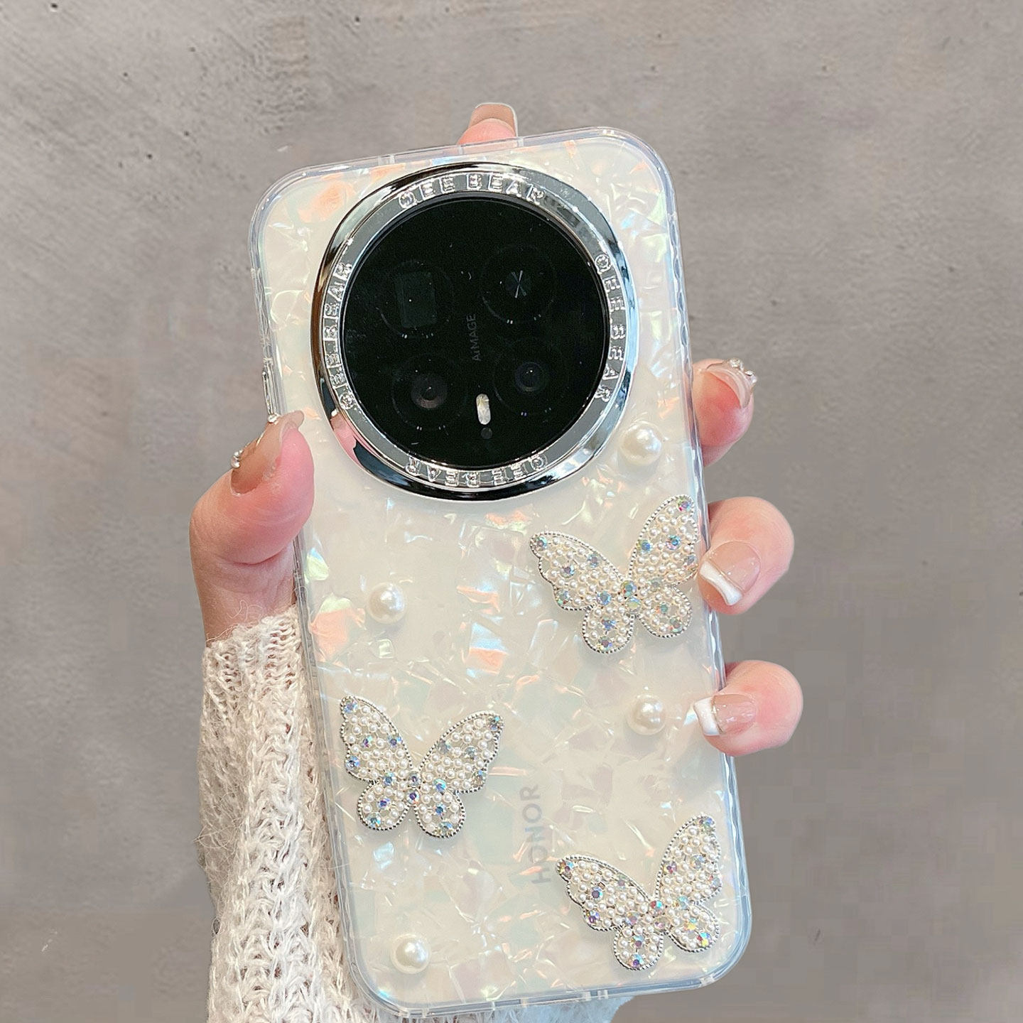 适用于华为荣耀magic8手机壳magic8pro半透明新款女bkq一an00小清新honor魔术八por蝴蝶高级感防摔手链保护套