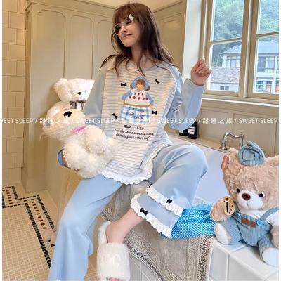 可爱萌系风睡衣女秋冬家居服套装