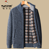 中年休闲毛衣爸爸冬装 啄木鸟男士 秋冬季 2025新款 加绒加厚外套 开衫