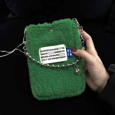 【清仓】BlankA微瑕出清 羊羔绒柔软迷你单肩斜挎包护照包