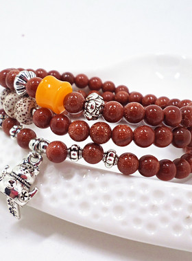 玛瑙陶瓷猫手串小商品金砂石