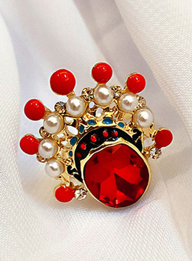 时尚个性中国风花旦女脸谱戒指