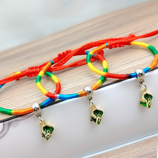 儿童手绳 端午节五彩绳手工编织立体合金粽子吊坠手链女民族风热卖