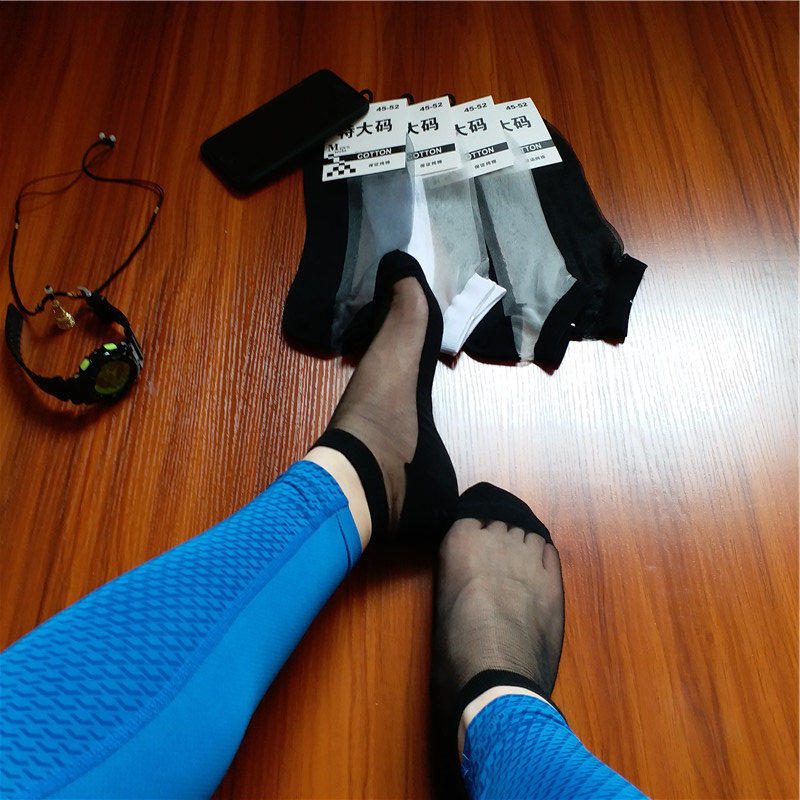 袜子男超大码男士丝袜透明日系水晶丝袜低帮短袜浅口船袜玻璃丝袜