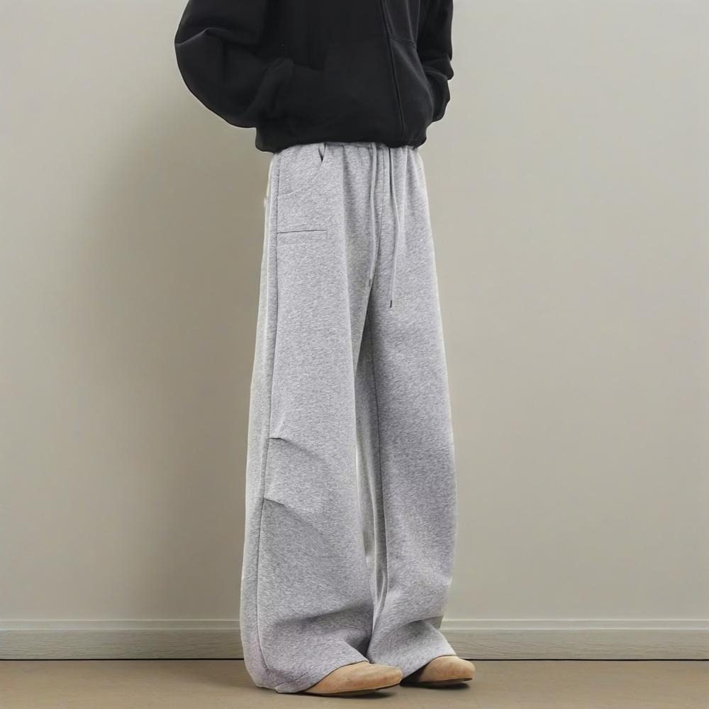 美式休闲痞帅运动卫裤男宽松阔腿长裤简约慵懒风休闲微阔伞兵裤