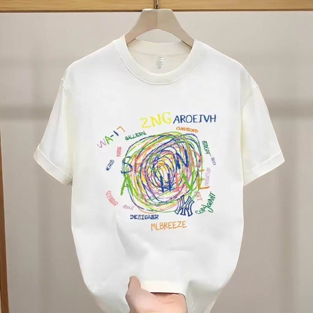 新款个性ins潮牌外贸短袖t恤男2026字母彩绘印花休闲百搭半袖体恤