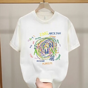 新款个性ins潮牌外贸短袖t恤男2026字母彩绘印花休闲百搭半袖体恤