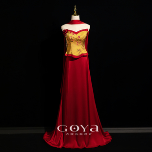 红色抹胸晨袍新中式敬酒服新娘2026新款结婚订婚礼服裙高级感显瘦