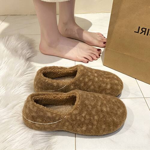 冬季懒人加绒保暖女款毛毛棉鞋
