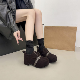 女士松糕厚底气质通勤休闲鞋 百搭圆头深口单鞋 时尚 2025年秋冬新款