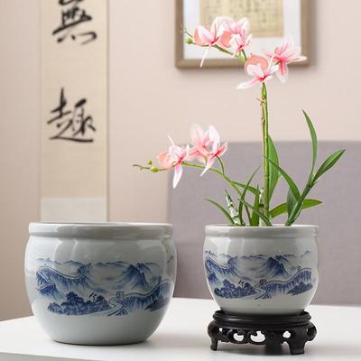 青花瓷中国风年年有鱼花盆