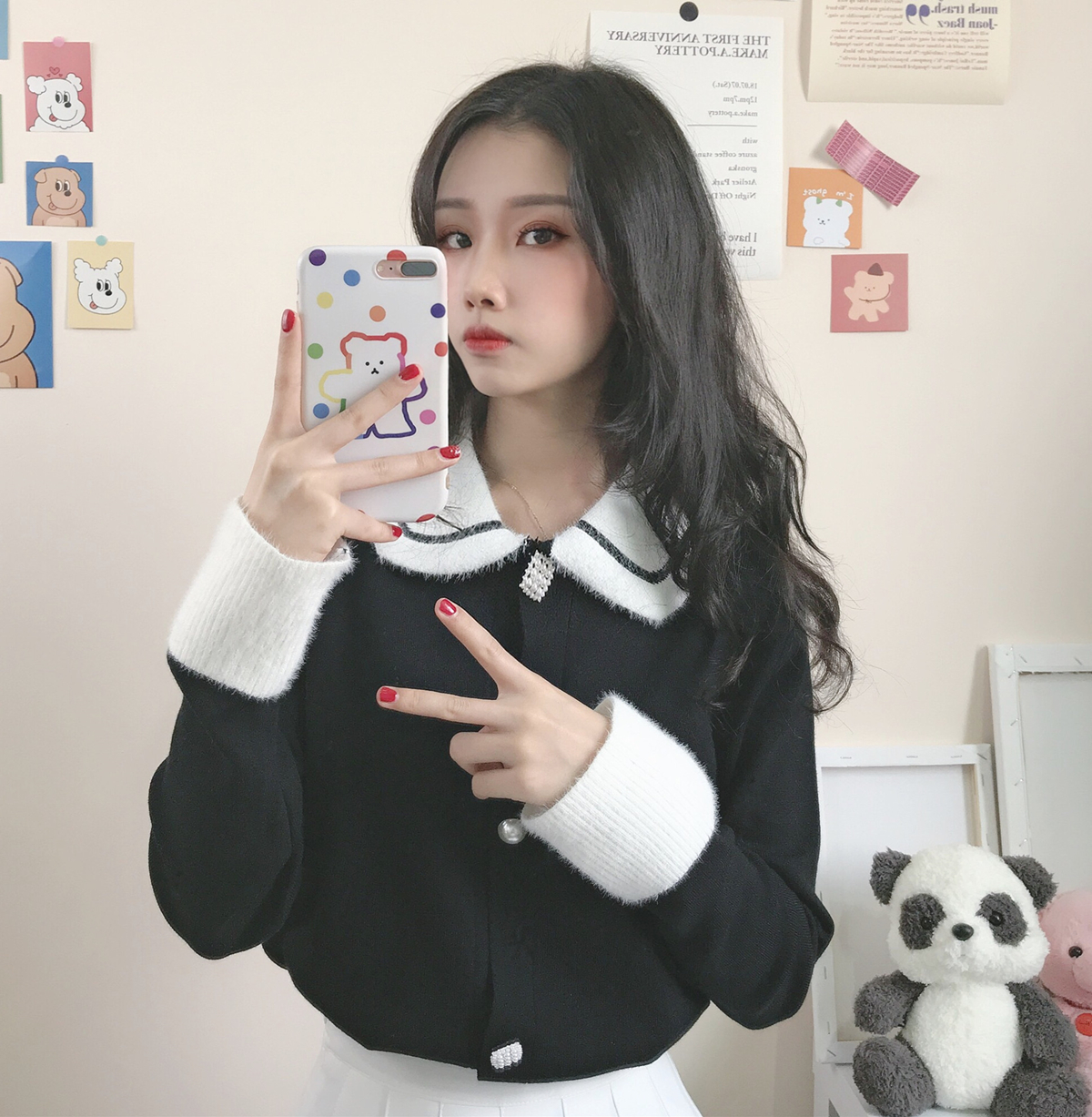 Real shot real price autumn / winter 2020 new Korean color contrast T-Shirt Top Long Sleeve Shirt woman