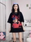 EUROPEAN MID-LENGTH ROUND NECK THREE-DIMENSIONAL FOAM CARTOON PRINT T-SHIRT WOMENS SUMMER OVERSIZE VERSATILE SHORT-SLEEVED TOP
