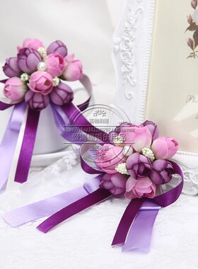 丝带胸花婚庆用品兄弟团姐妹团伴娘胸花高档缎带胸花结婚嘉宾襟花