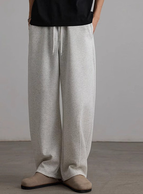 DL brand春夏美式灰色弯刀休闲裤男女潮牌慵懒宽松廓形运动卫裤